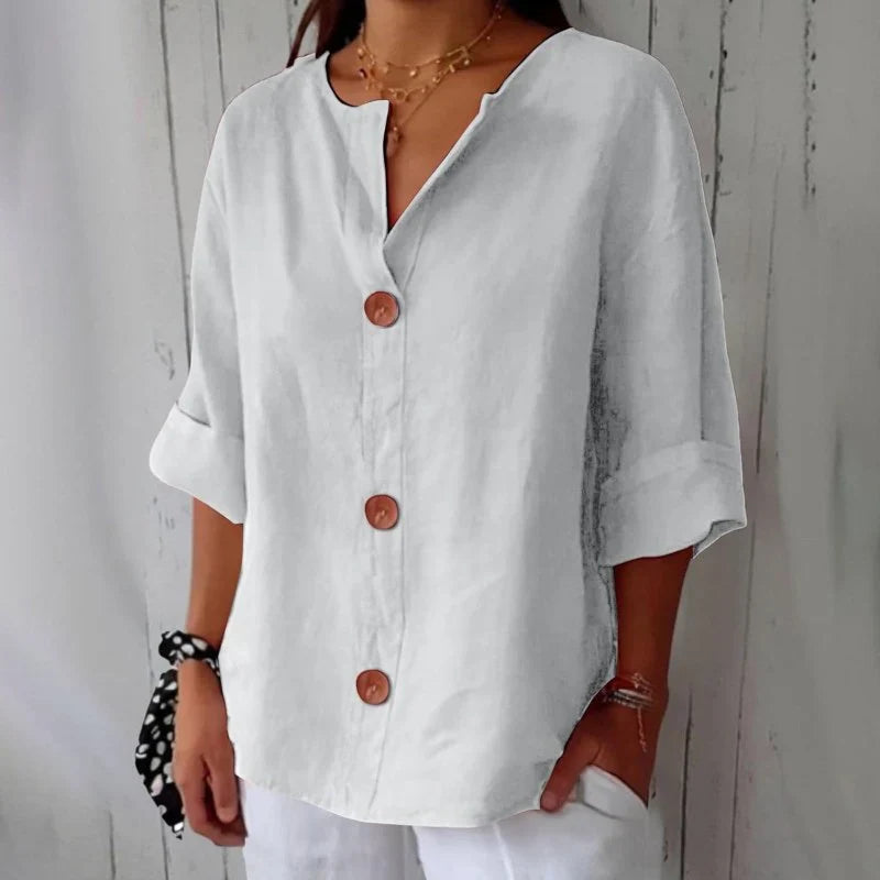 Camicetta da donna con scollo a V e maniche corte – Comoda e leggera – Azélie