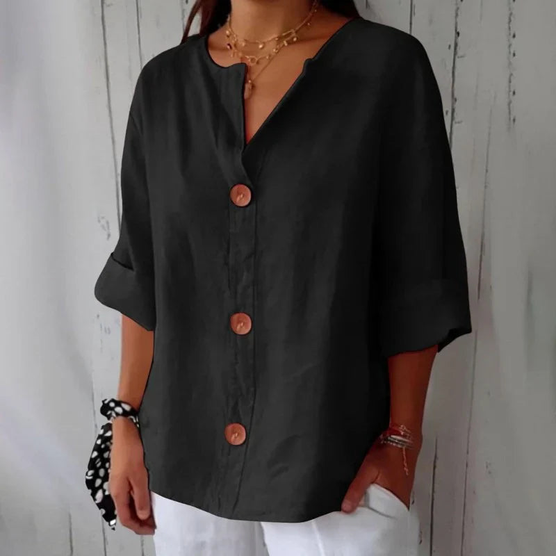 Camicetta da donna con scollo a V e maniche corte – Comoda e leggera – Azélie