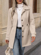 Trench autunnale da donna con cintura, modello sciancrato, per la mezza stagione