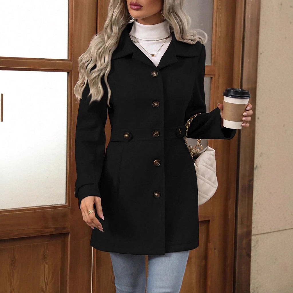 Trench autunnale da donna con cintura, modello sciancrato, per la mezza stagione