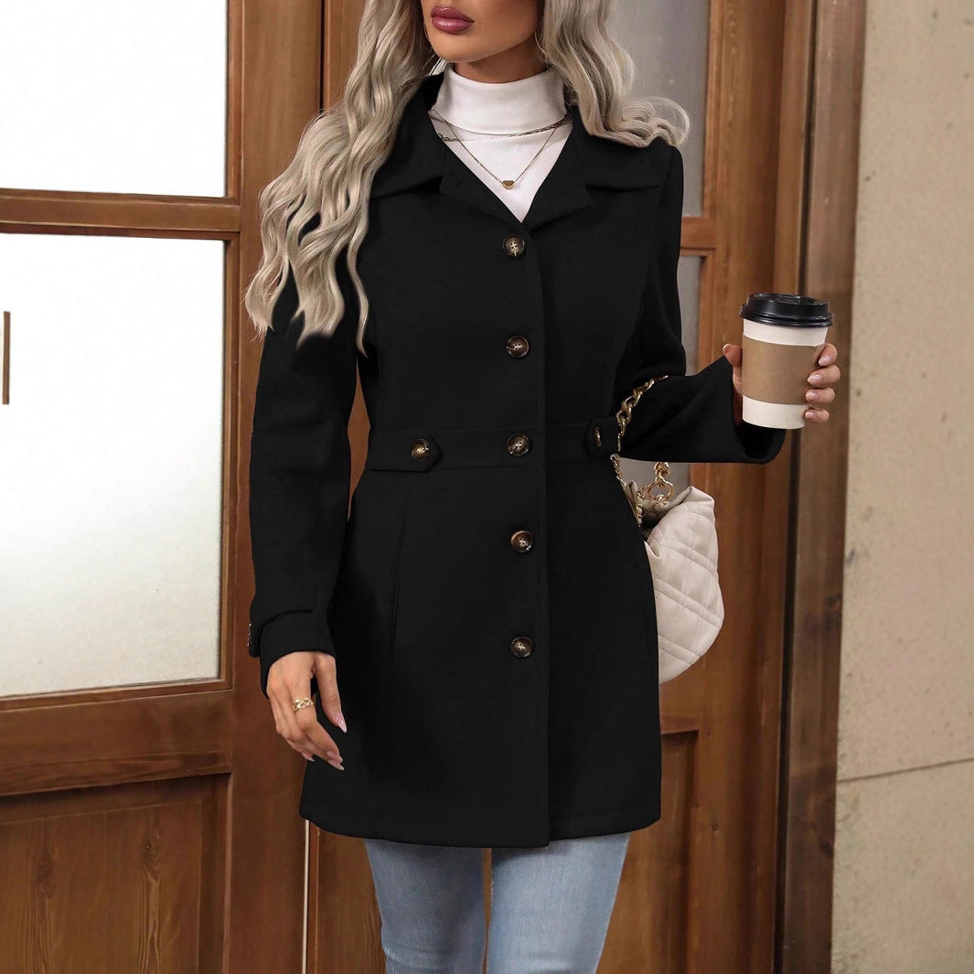 Trench autunnale da donna con cintura, modello sciancrato, per la mezza stagione