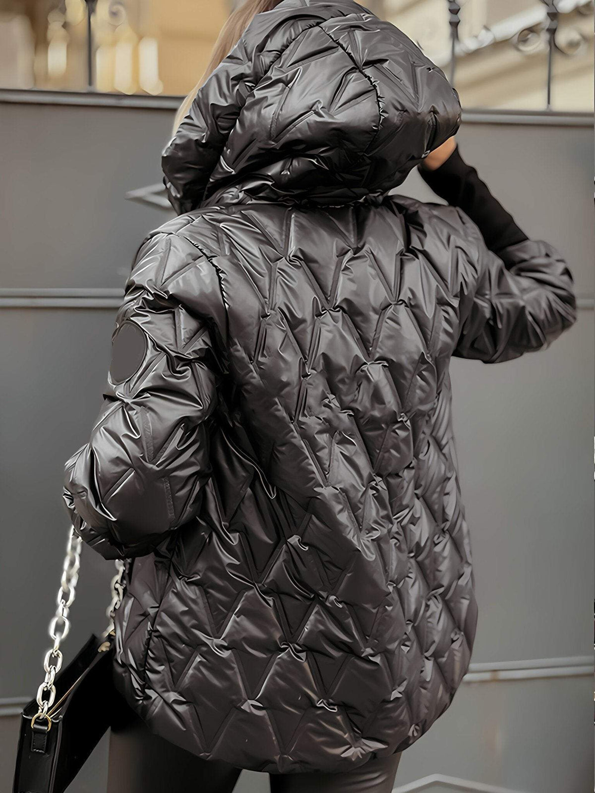 Lou - Giacca con cappuccio e patchwork a rombi