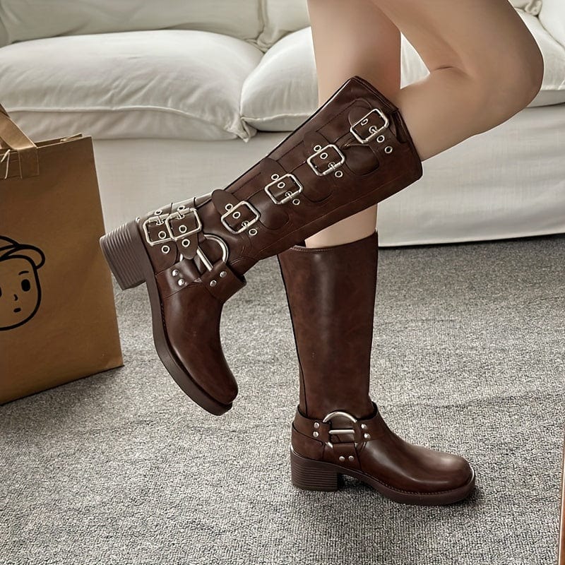 Stivaletti da moto da donna alti in stile britannico - Freedom Boots