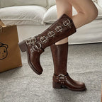 Stivaletti da moto da donna alti in stile britannico - Freedom Boots