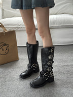 Stivaletti da moto da donna alti in stile britannico - Freedom Boots