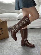 Stivaletti da moto da donna alti in stile britannico - Freedom Boots