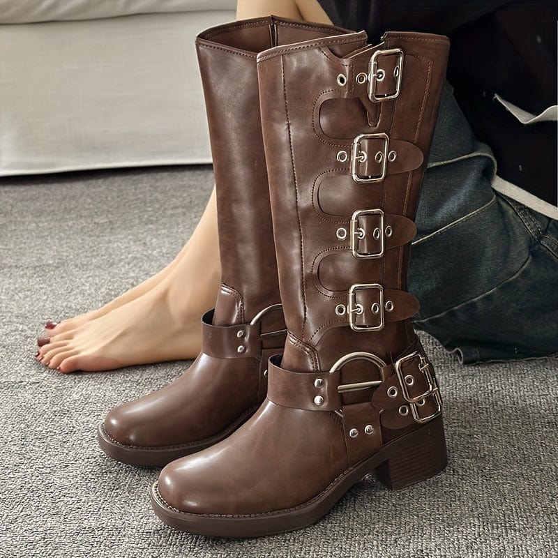 Stivaletti da moto da donna alti in stile britannico - Freedom Boots