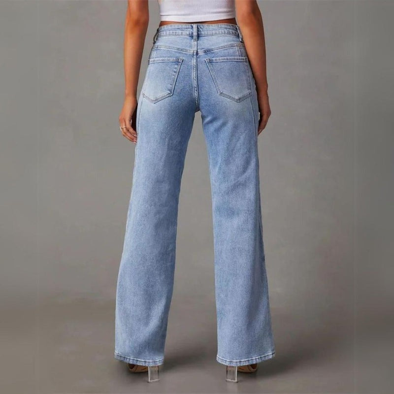 Celeste – pantaloni in denim a gamba larga