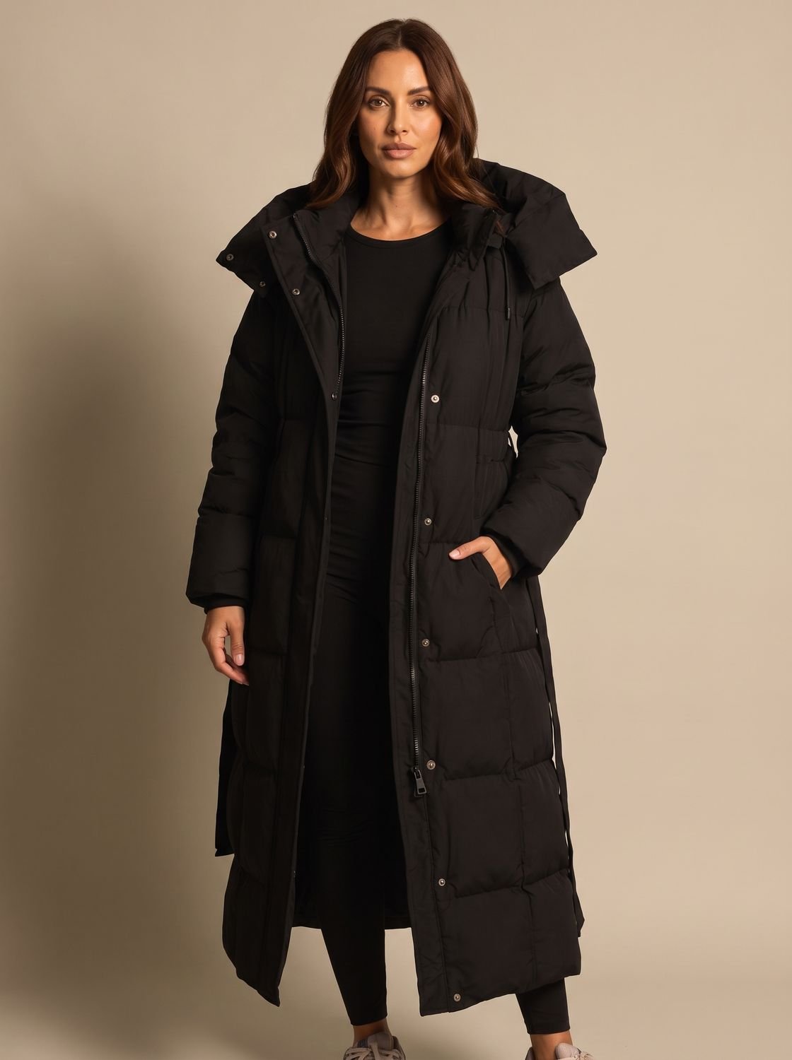 Calenza – cappotto lungo trapuntato con cintura