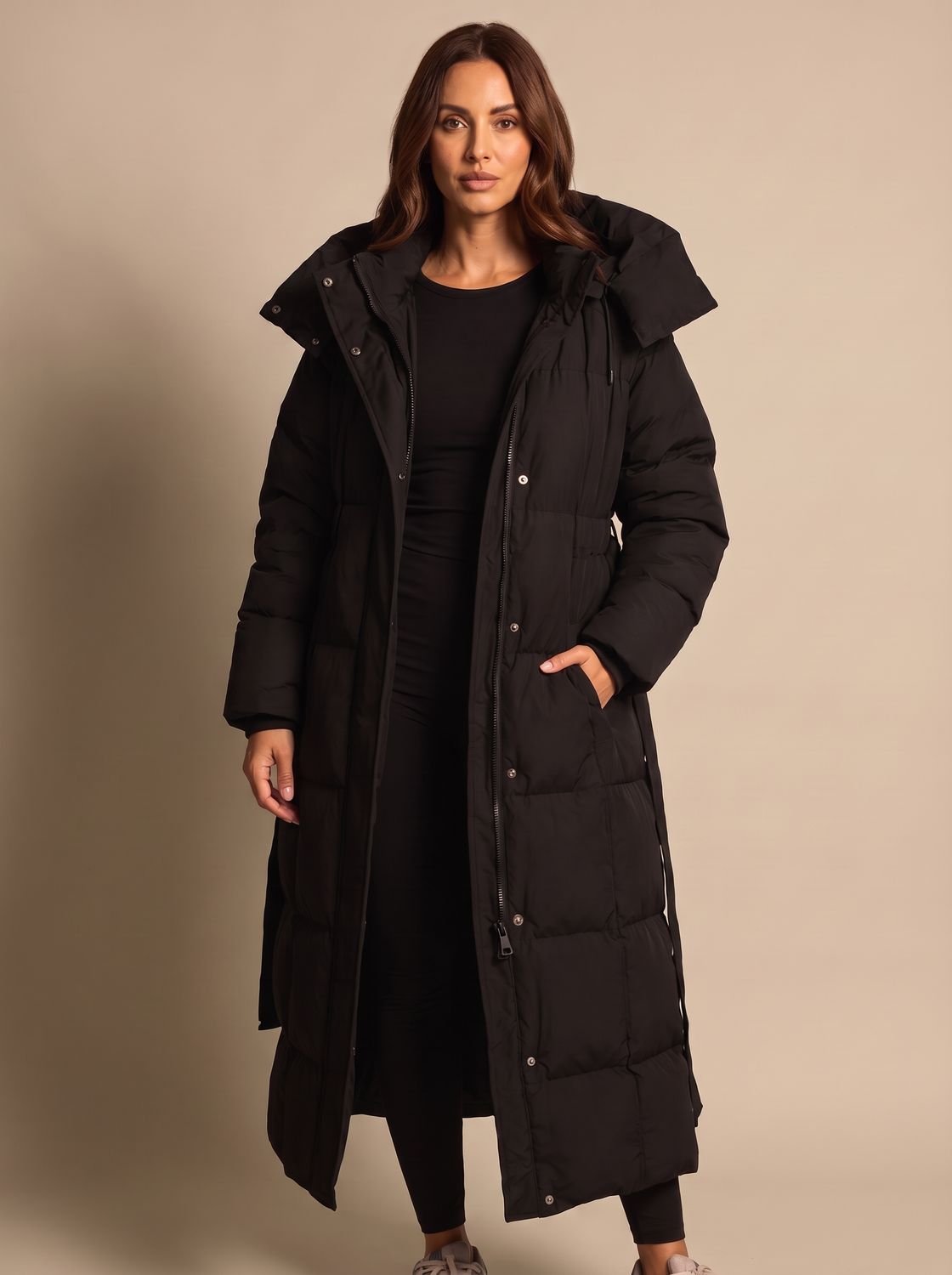 Calenza – cappotto lungo trapuntato con cappuccio