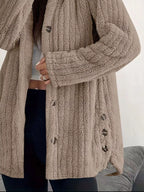 Giacca in Pile con Cappuccio e Bottoni – Taglie Forti