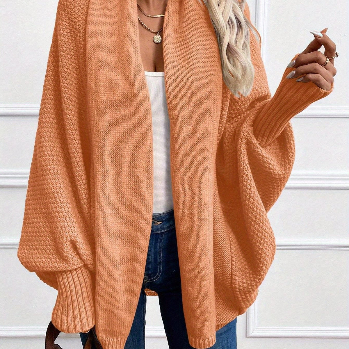 Elena | Cardigan con collo drappeggiato e maniche a pipistrello