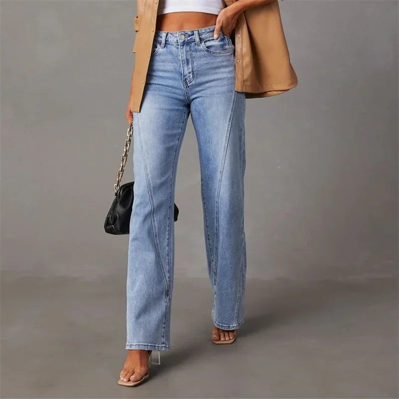 Celeste – pantaloni in denim a gamba larga