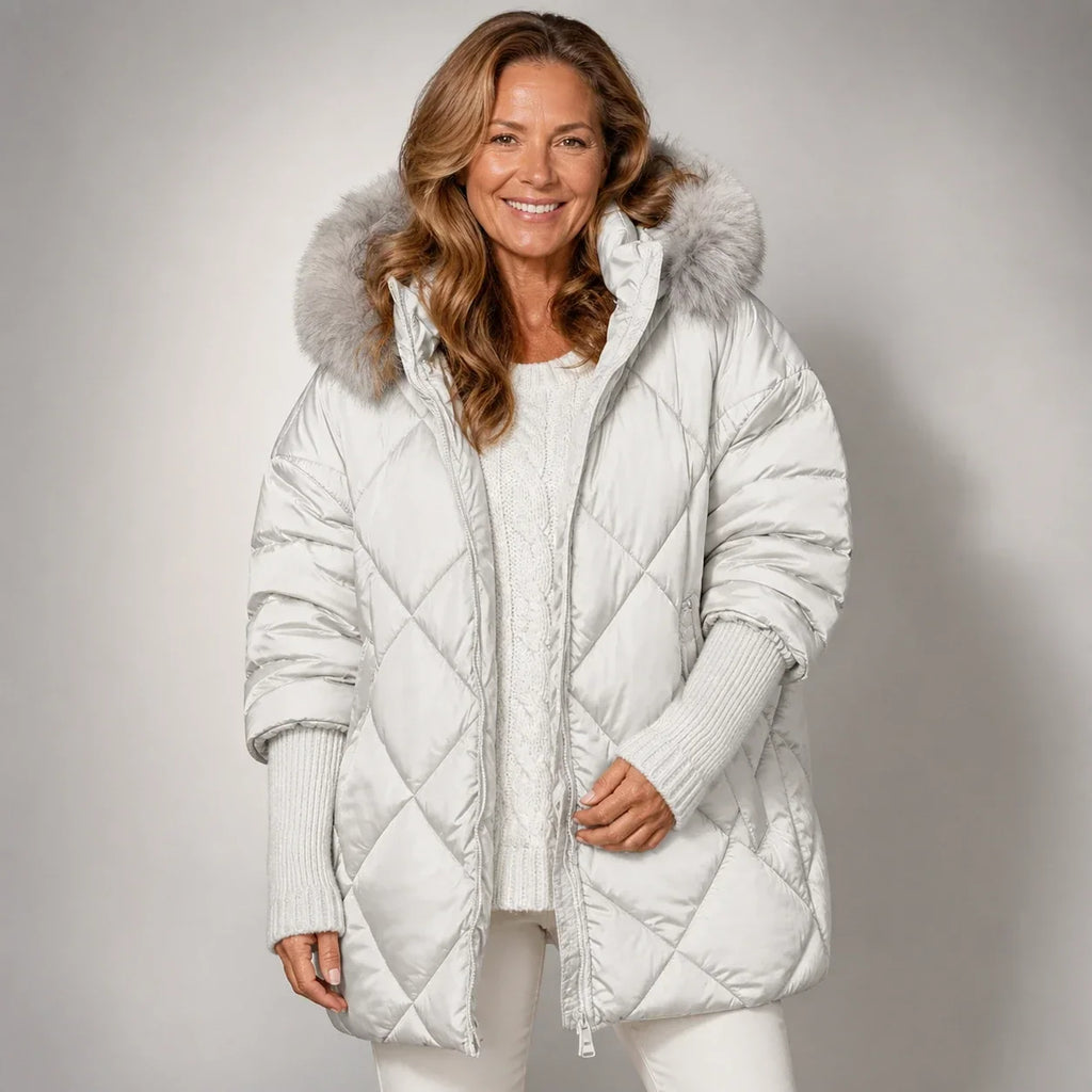 Wovella – Parka trapuntato oversize con cappuccio in pelliccia sintetica
