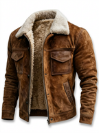 Giacca effetto pelle con interno sherpa da uomo