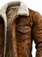 Giacca effetto pelle con interno sherpa da uomo