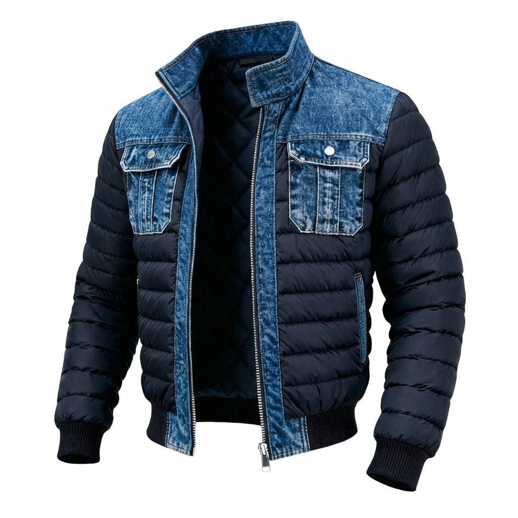 Giacca di jeans imbottita classica da uomo