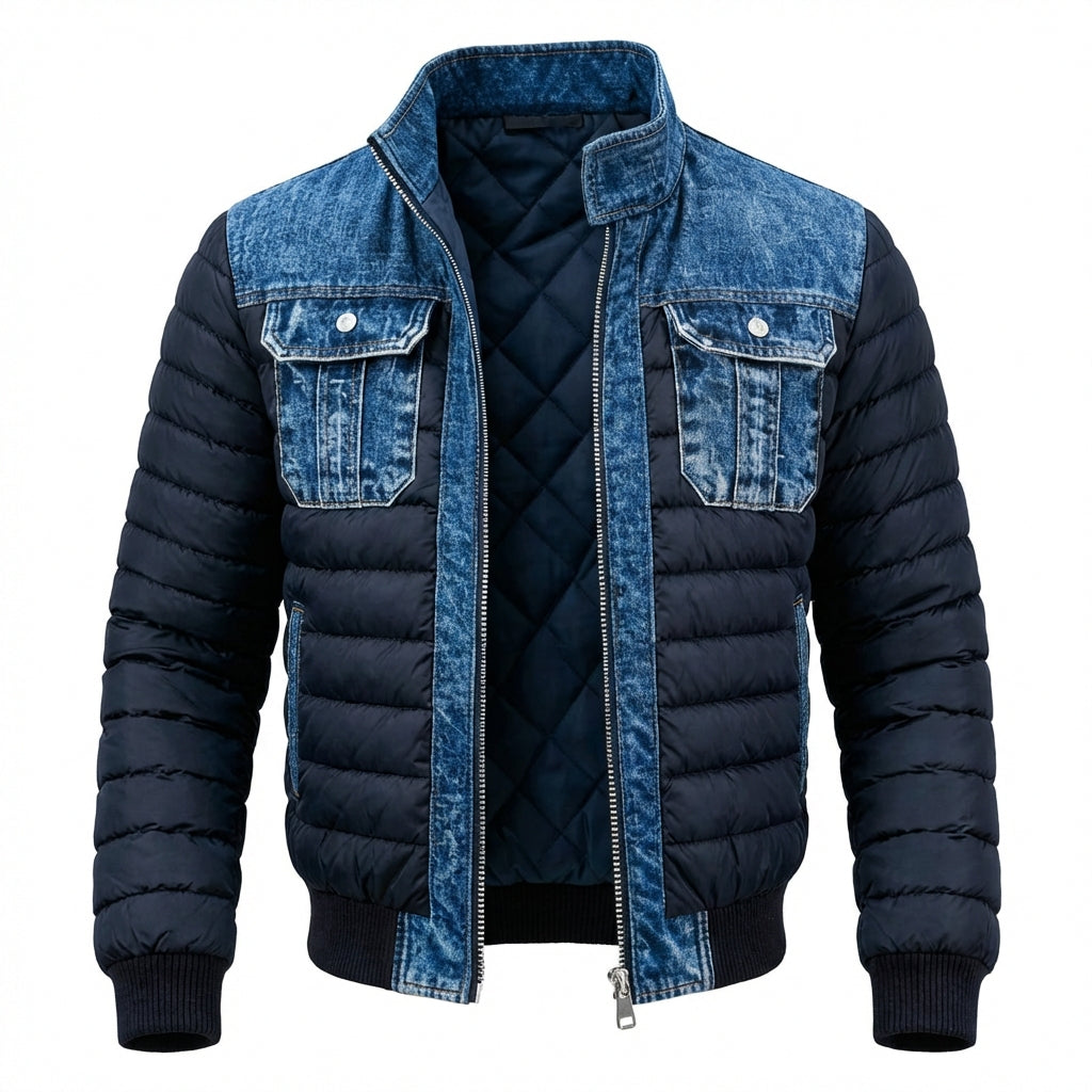Giacca di jeans imbottita classica da uomo