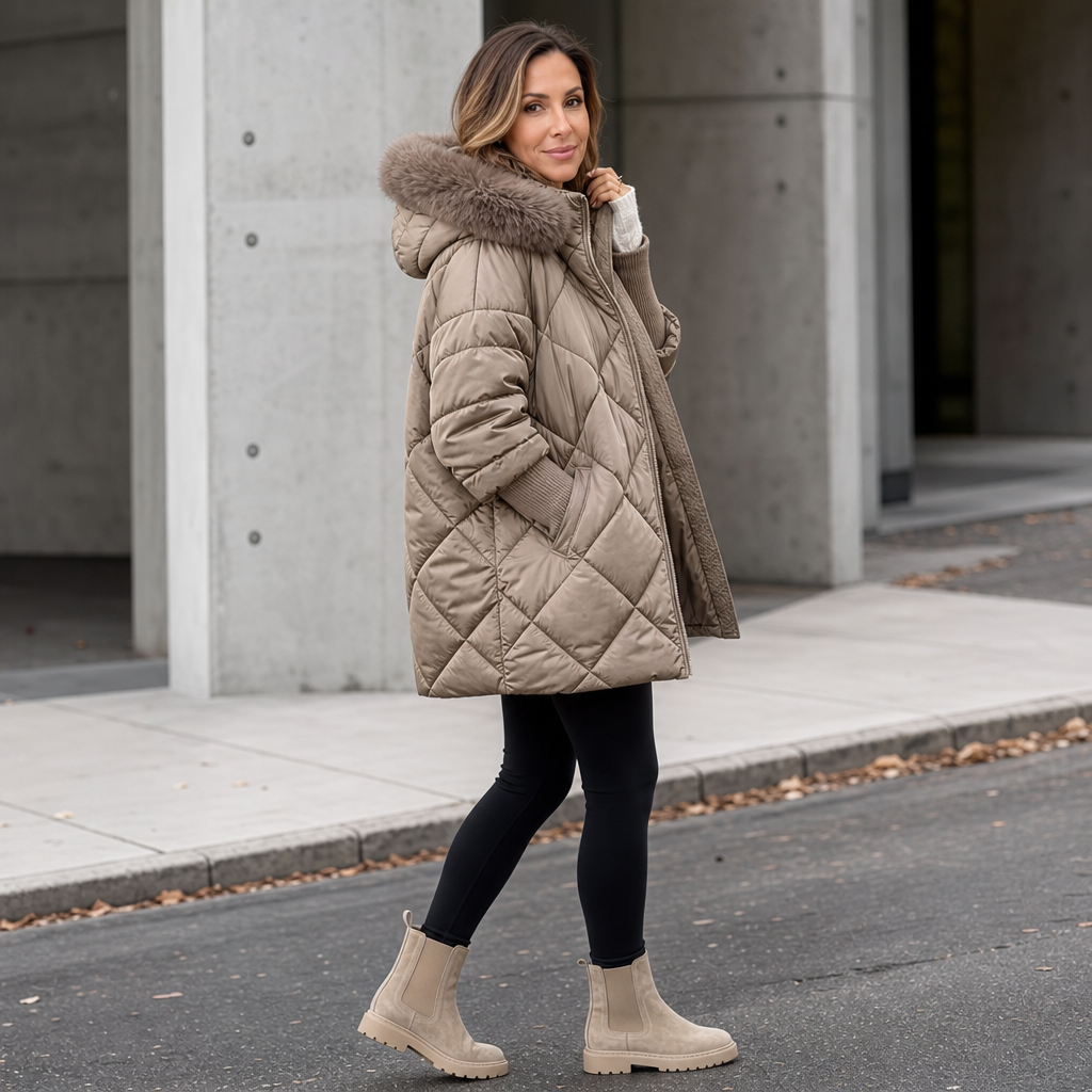Wovella - Parka trapuntato con cappuccio in pelliccia sintetica