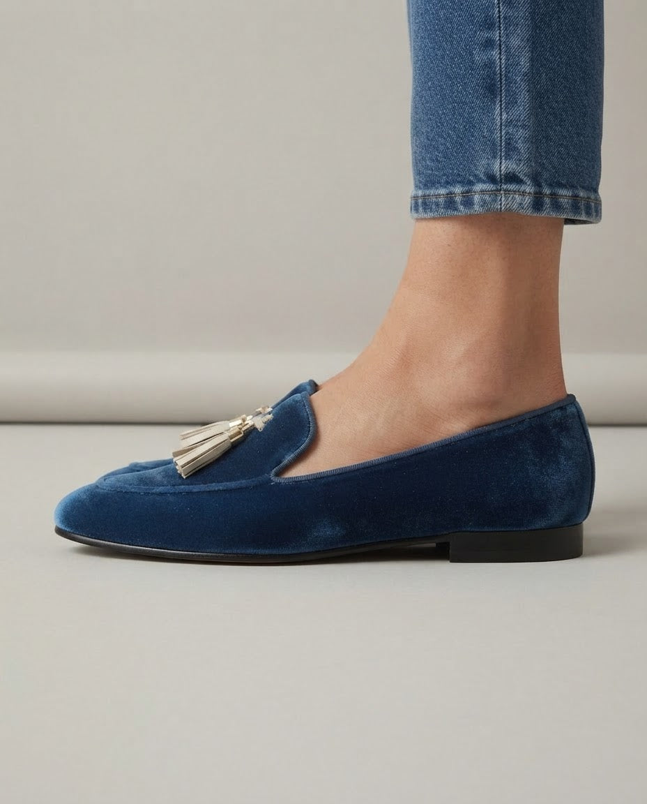 Vittoria – mocassini in velluto blu