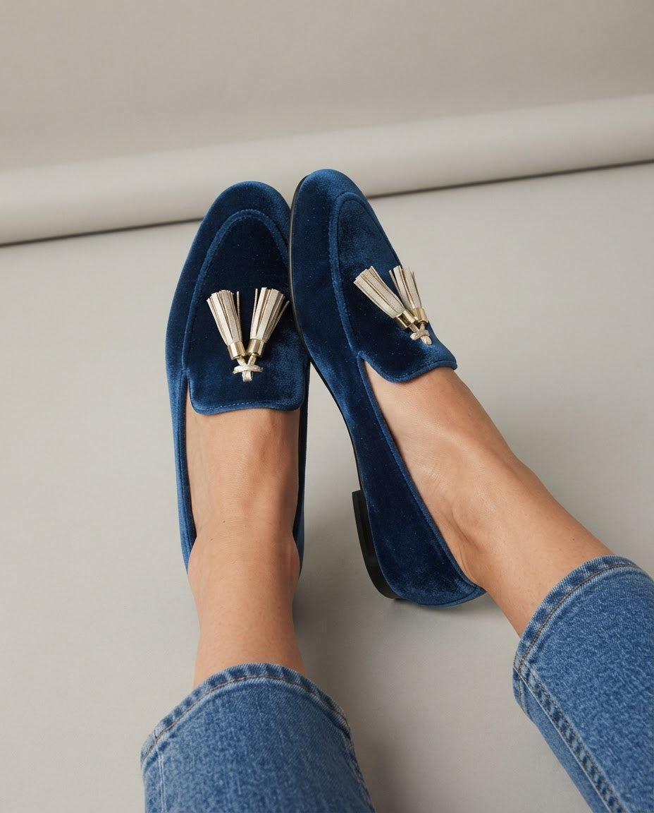 Vittoria – mocassini in velluto blu