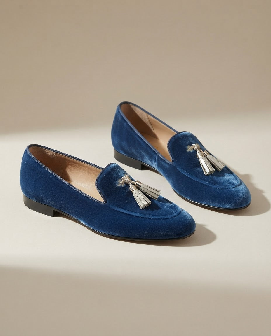 Vittoria – mocassini in velluto blu