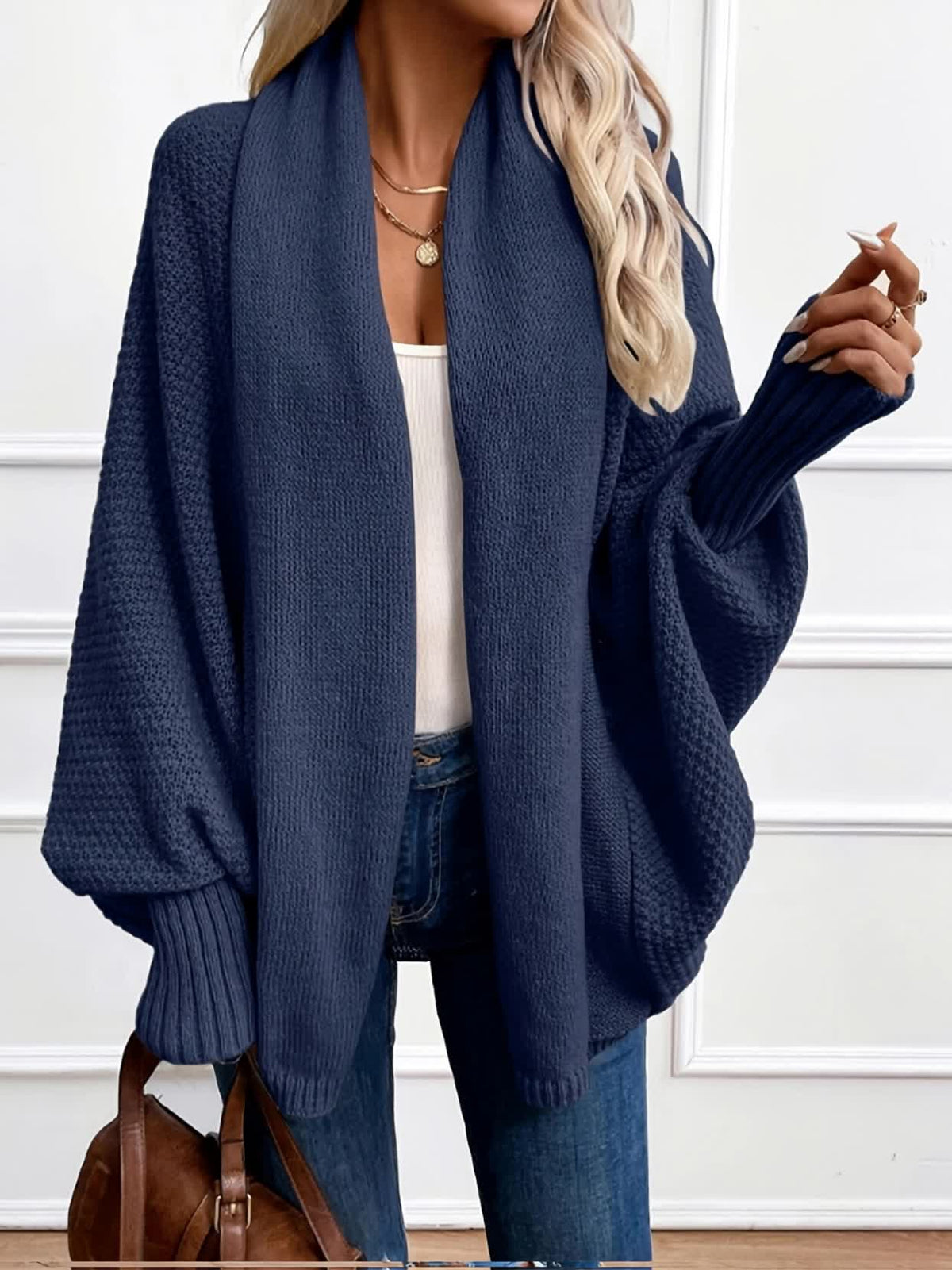 Elena | Cardigan con collo drappeggiato e maniche a pipistrello