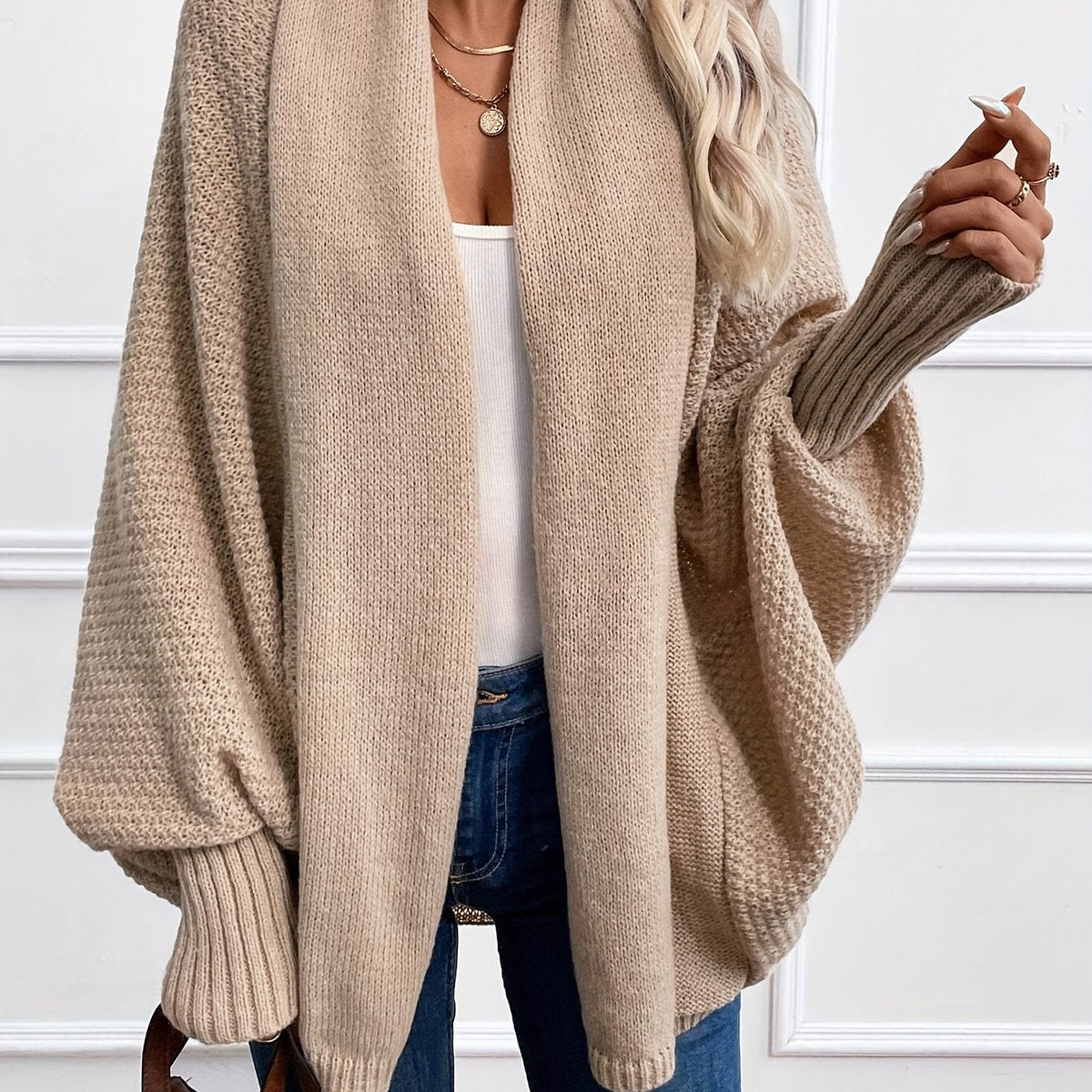 Elena | Cardigan con collo drappeggiato e maniche a pipistrello