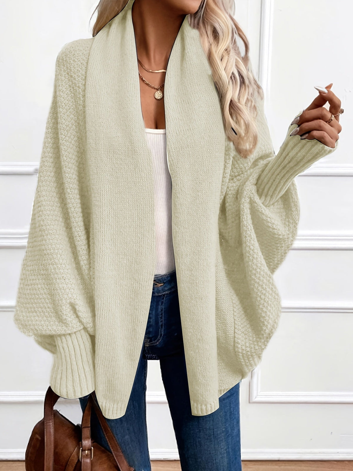 Elena | Cardigan con collo drappeggiato e maniche a pipistrello