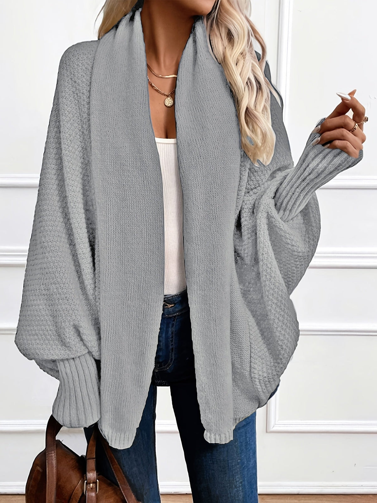 Elena | Cardigan con collo drappeggiato e maniche a pipistrello