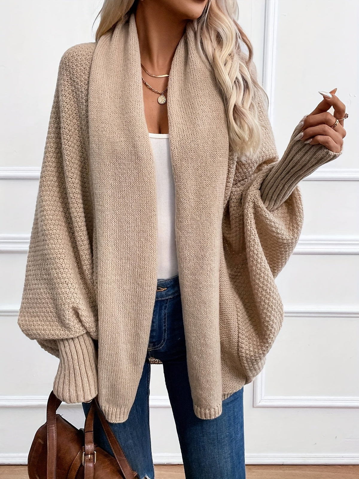Elena | Cardigan con collo drappeggiato e maniche a pipistrello