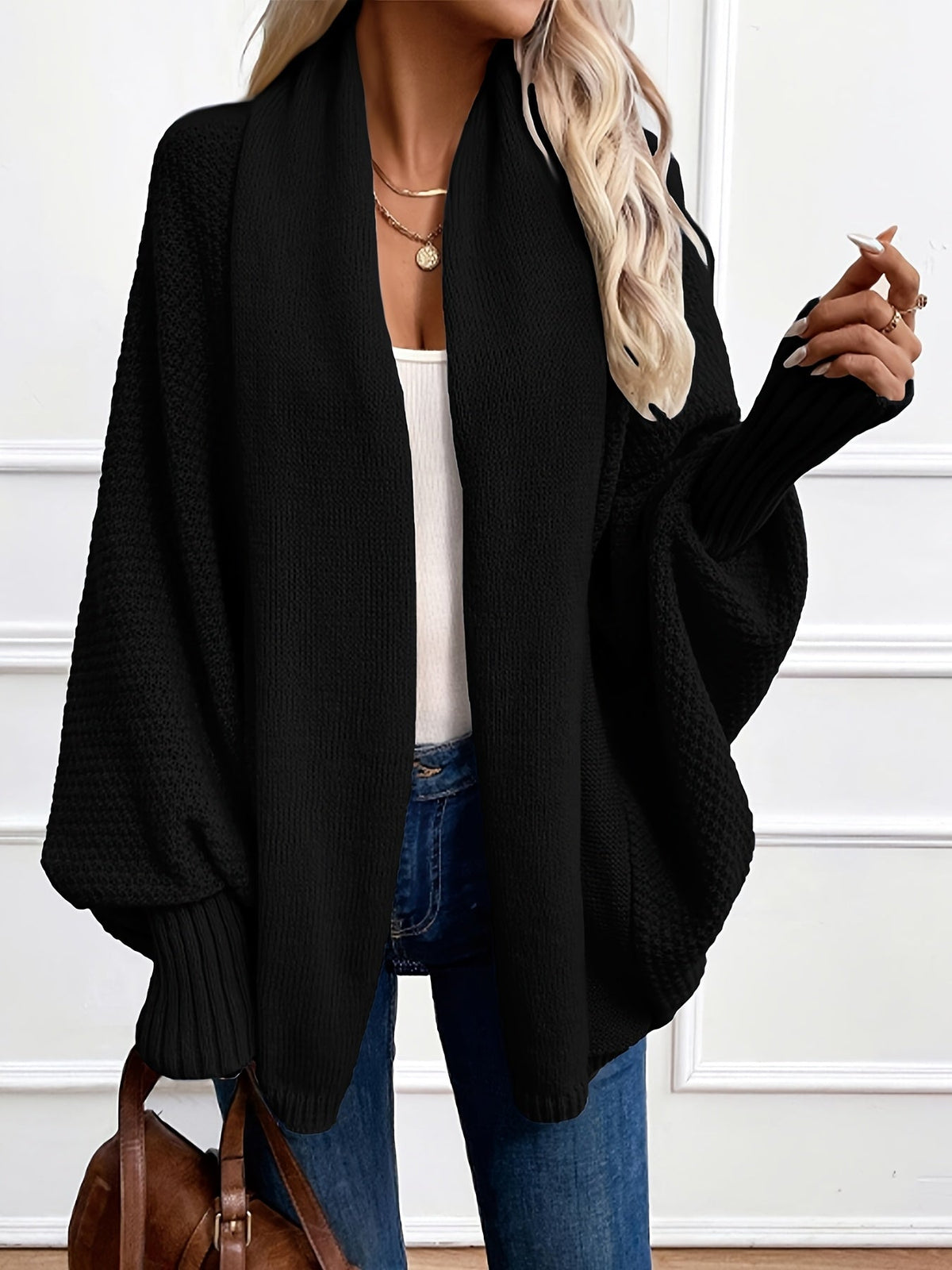 Elena | Cardigan con collo drappeggiato e maniche a pipistrello