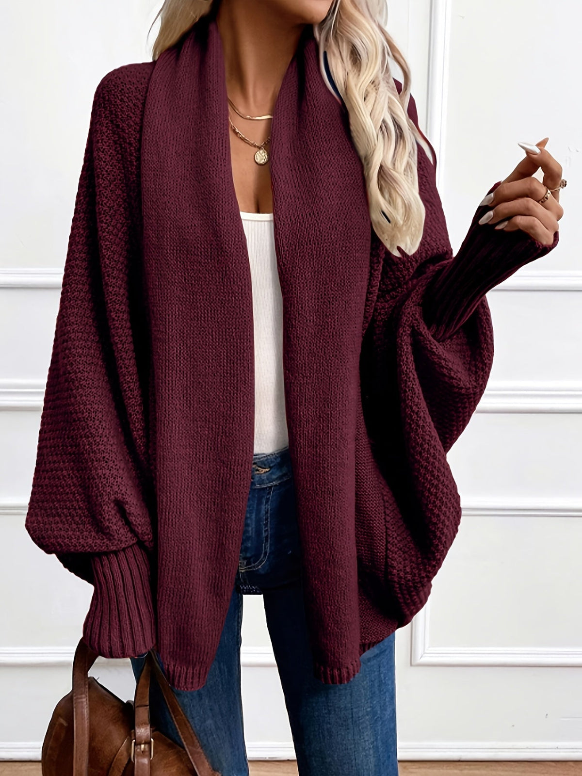 Elena | Cardigan con collo drappeggiato e maniche a pipistrello