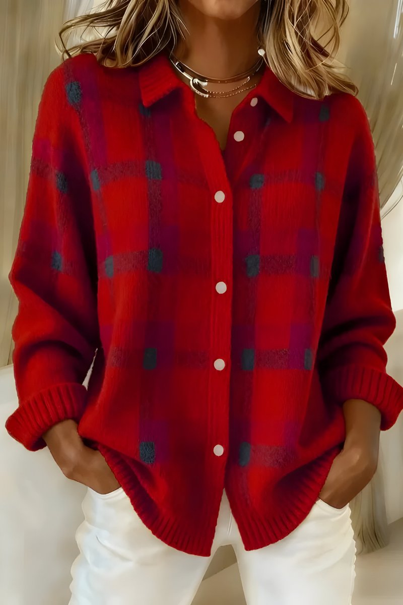Silke - Cardigan a quadri classico da donna