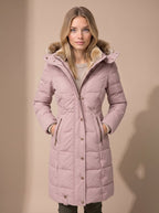 Arianna | Cappotto lungo trapuntato con cappuccio in pelliccia sintetica